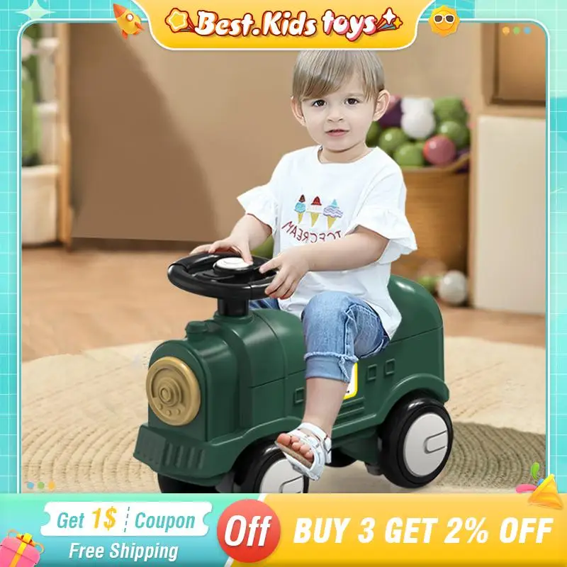 子供用トレインロッキングホースライドキャリッジスライディングカーベビーウォーカーカートスイングホースウォーカーおもちゃツイストカーモデルゲームギフト