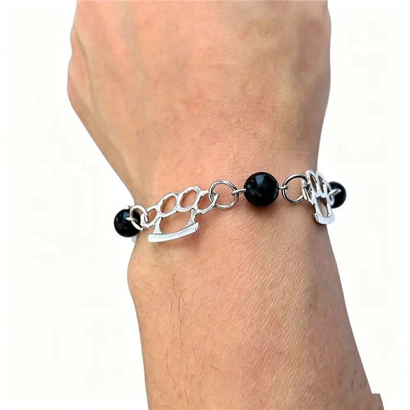 Y2k 2000s Punk Style Imitation Pearl Boxing knuckles busters Bracelet for Women Hip-Hop Boxing Glove Bracelet