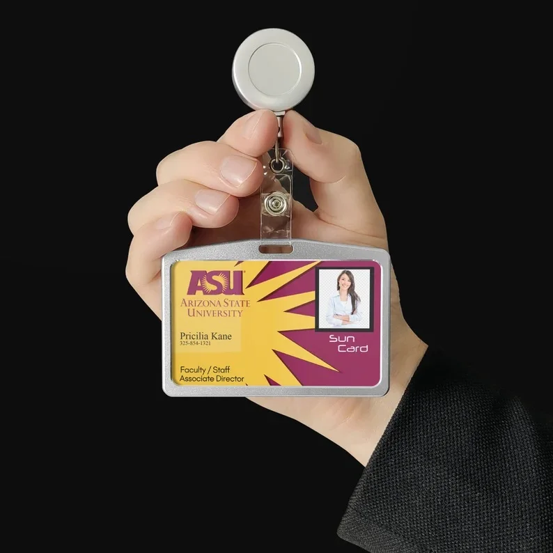 Custom Name ID Badge with Logo, Personalize School and College Teacher CardMaker, Plastic Membership Cards for Company