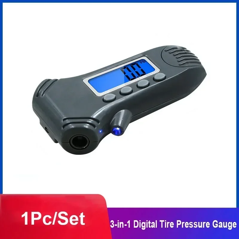 Portable 3 In 1 Digital Tyre Tool Pressure Tread Depth Gauge Car Tire Pressure Gauge Monitoring Tool With  LCD Display