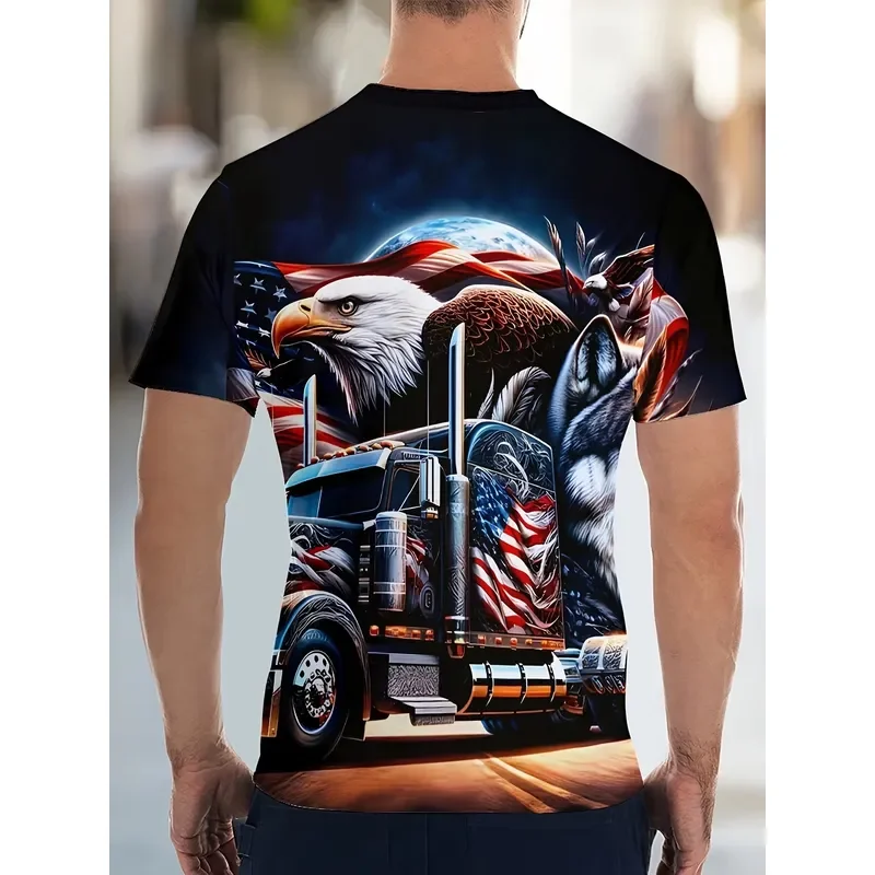 3D Printed Mens Patriotic American Flag Graphic T Shirt Bald Top Street Casual Tee Kids Women Y2k Fashion 2026 New Arrival