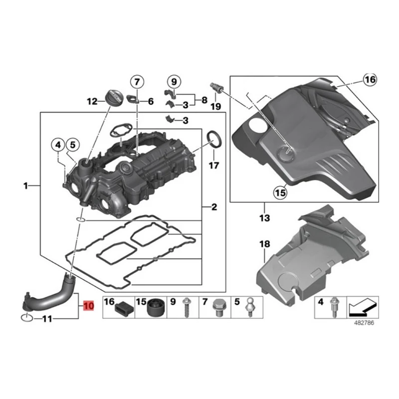 Engine Valve Cover Vent Hose 11127588417 Component For BMW X1 X3 X4 X5 X6 2.0L N20 228I 320I 328I 428I 2009-2019 Crankcase Hose