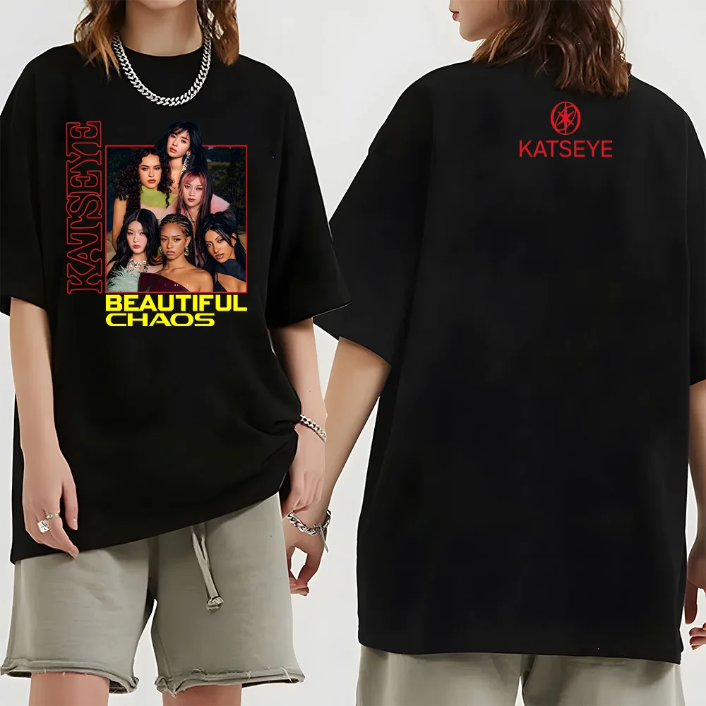 

Katseye Beautiful Chaos T-shirt Beautiful Chaos Album Tee Women Cotton Soft Clothing Unisex Summer Casual Breathable T Shirt Y2K