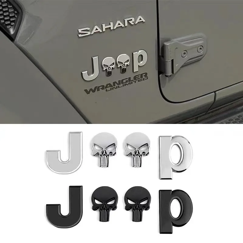 

3D Металлический значок-череп на капот, багажник, боковые крылья, наклейка-деколь для стайлинга автомобиля Jeep JPB Renegade Wrangler JK Compass