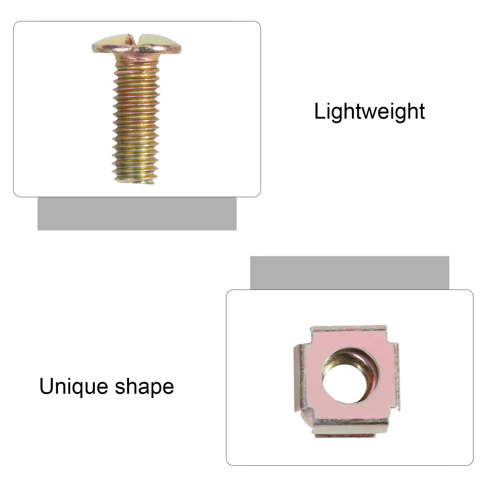 

120Pcs Carbon Steel Cage Nuts Floating Nut Screw Kit Mounting Server Cabinets Shelves A V Devices High Strength Wear Resistance