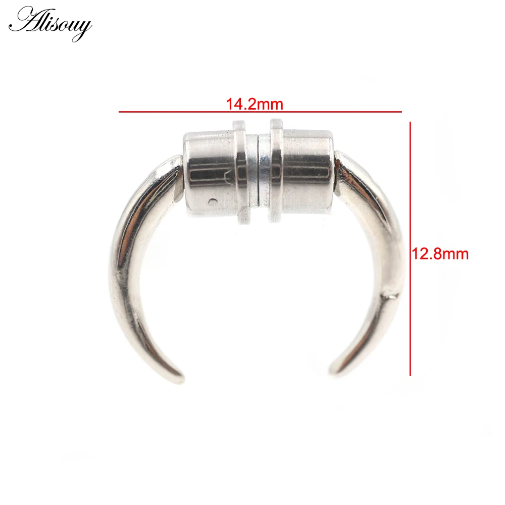 Alisouy 1PC Stainless Steel Snake Buffalo Horn Nose Ring Magnetic Ear Cartilage Septum Tragus Daith Non Piercing Body Jewelry