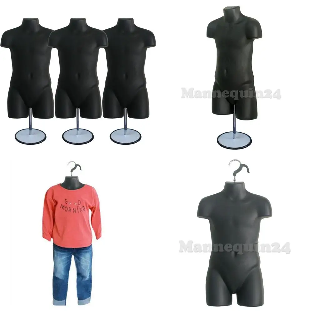 

Детский манекен-стоппер с металлической подставкой, полой спинкой, для демонстрации одежды, размер 5T-7 (черный, набор из 3 шт.)