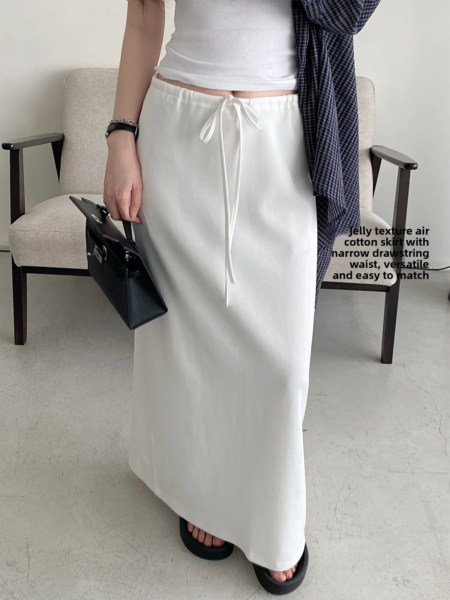 

SunYeo воздушная хлопковая прозрачная юбка с высокой талией, женские длинные летние юбки, корейские юбки-миди трапециевидной формы