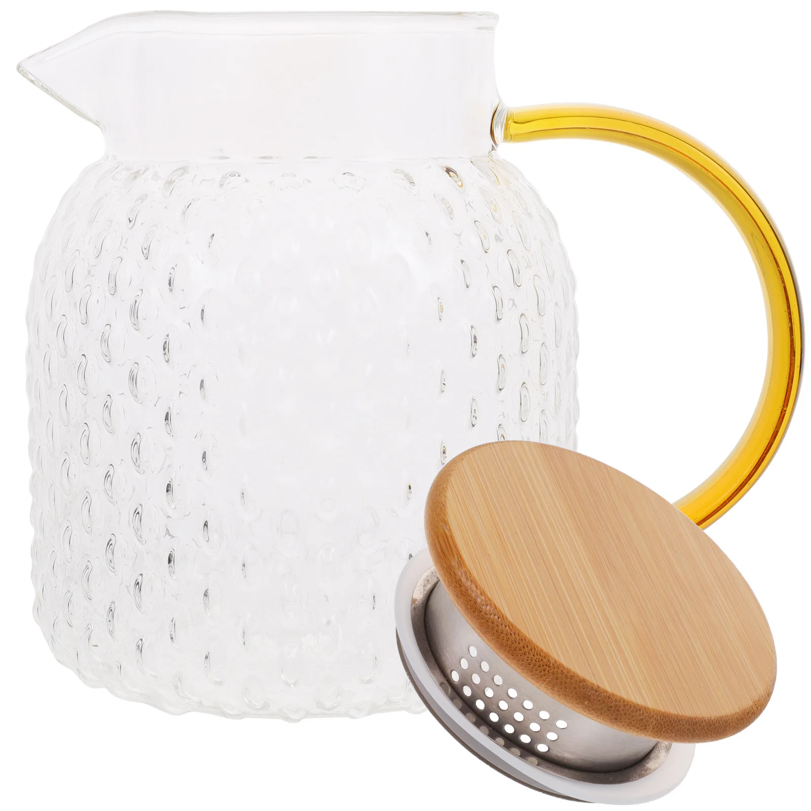 

Transparent Glass Pitcher 1000ml Elegant Design Drip Proof Spout Large Handle Home Cafe Restaurant Water Jug Cold Beverage