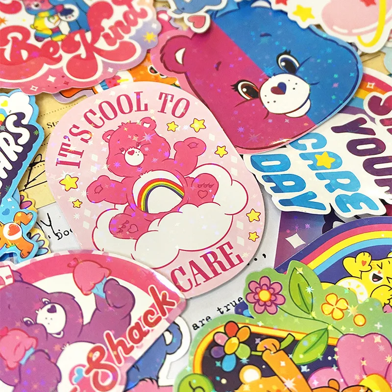 Genuine 2024 New Super Cool Large Size 32pcs Cute Carebear Waterproof Suitcase Colorful Stickers (see Video for Details)