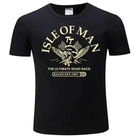 2026New Men Cotton Tshirt Isle of Man TT Races The Ultimate Road Race EST1907 Skull Helmet T-Shirt Fashion Tees Y2K