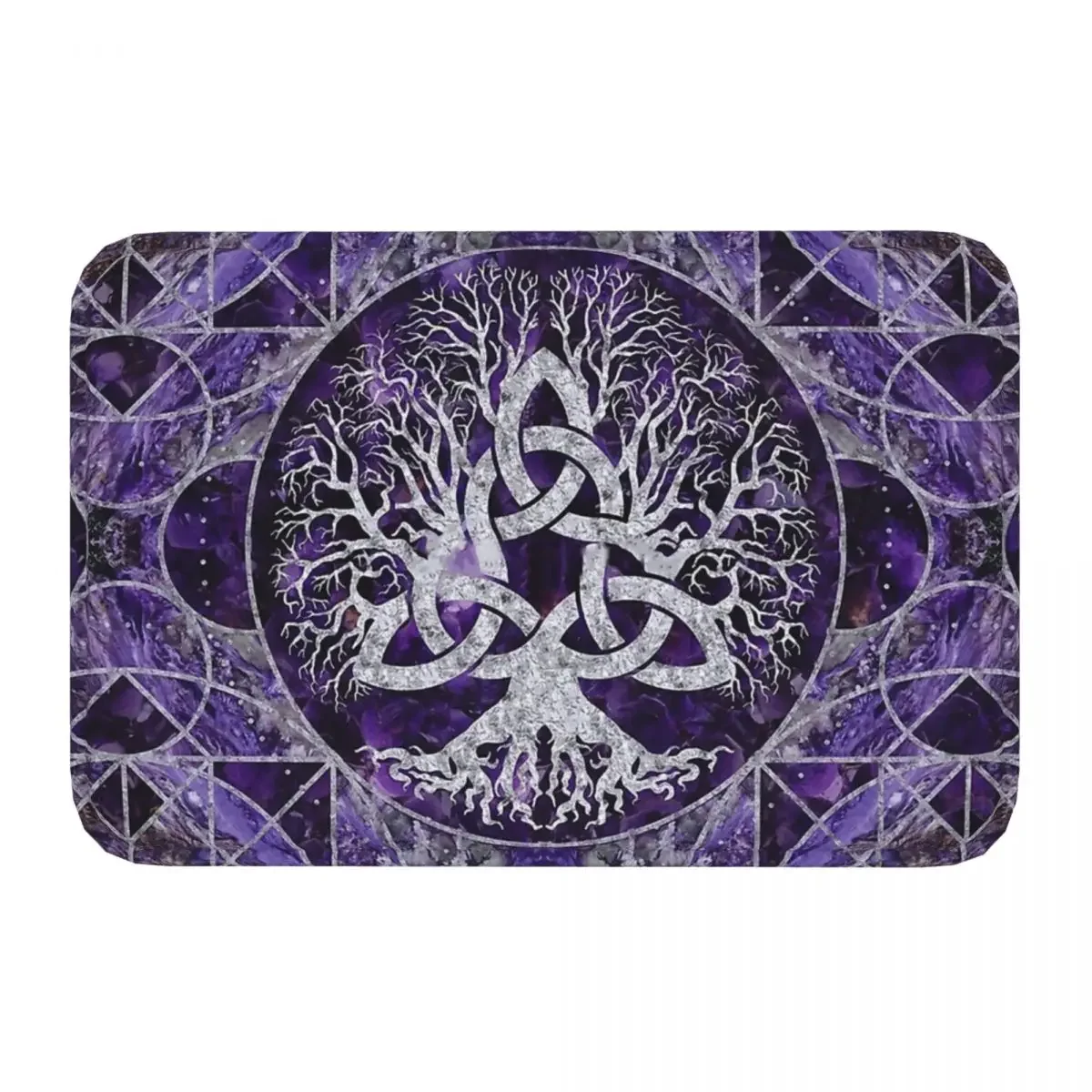 Viking Valhalla Bedroom Mat Purple Life Tree With Triquetra Amethyst And Silver Rug Home Doormat Living  Carpet Balcony