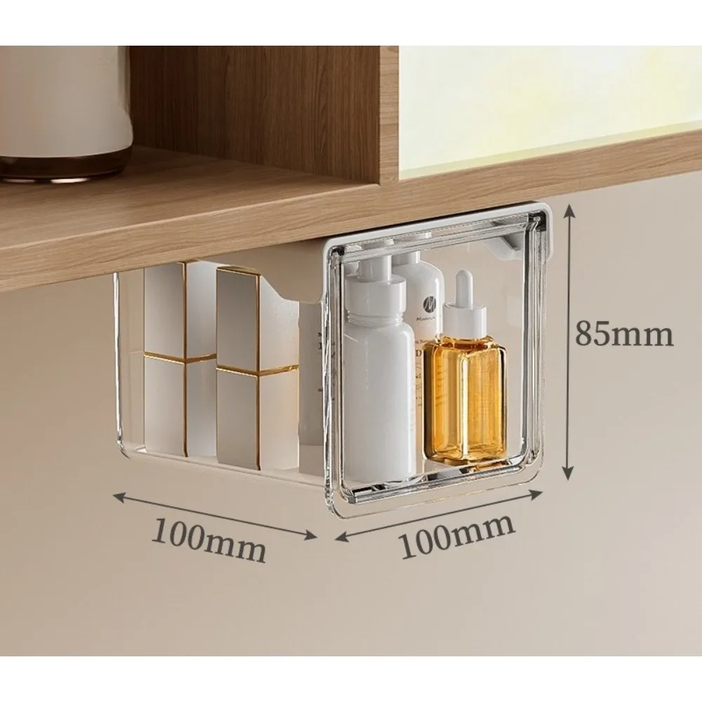 Plastic Drawer Style Storage Box Self Adhesive Large Capacity Makeup Storage Container Transparent Space Saving view 5