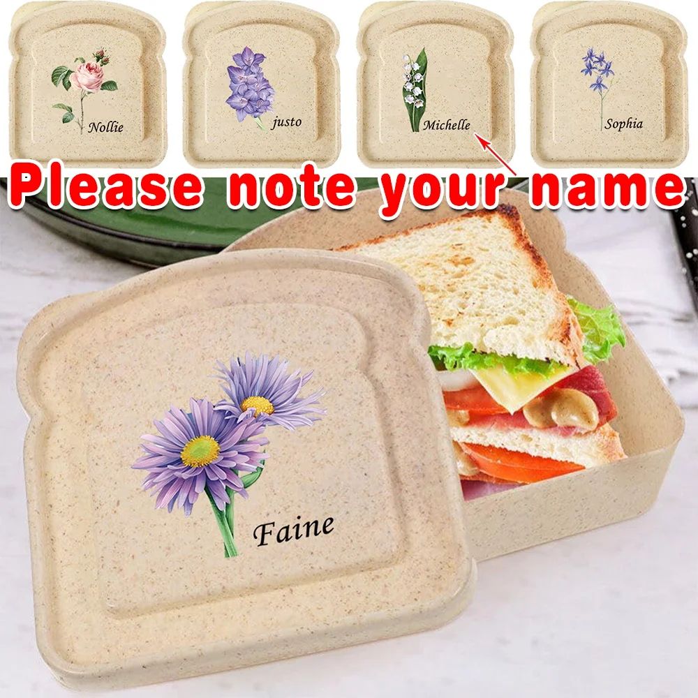 

Customized Name Bread Toast Bento Box Sandwich Freshness Preservation Container Portable Picnic Lunch Bag Outdoor Meal Organizer