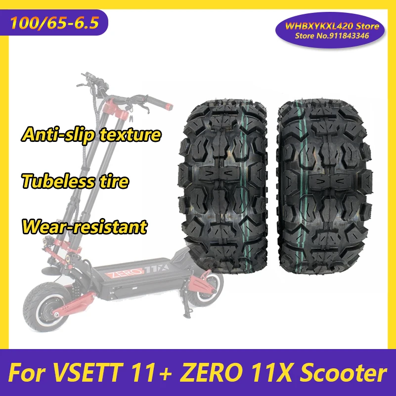 TUOVT 100/65-6.5 Tubeless Tire for VSETT 11+ ZERO 11X Dualtron Electric Scooter Accessories 11 Inch Off-Road Pneumatic Tires