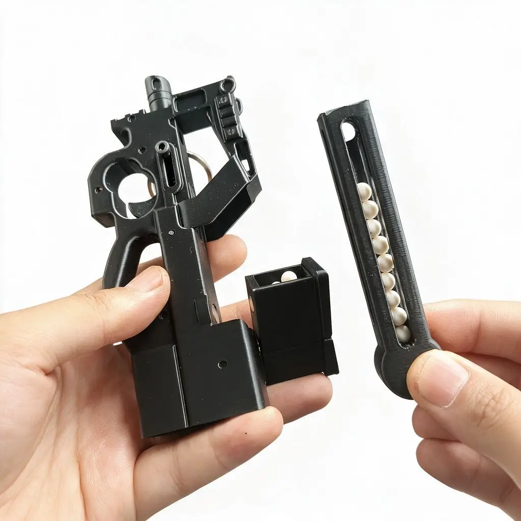 Outdoor Portable EDC 3D Printed Mini P90 Finger Keychain Toy Tool