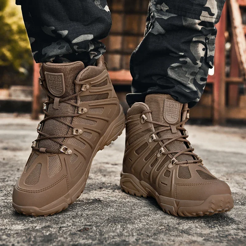 

Outdoor Hiking Shoes Men Shoes Anti-slip Soft Durable Casual High-top Boots Men Lace-up Thick-soled Comfortable Combat Boots Men