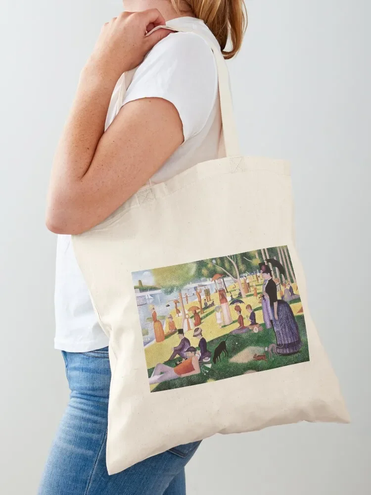 Georges Seurat A Sunday Afternoon on the island of la grande jatte famous painting Tote Bag custom bags bag for beach Tote Bag