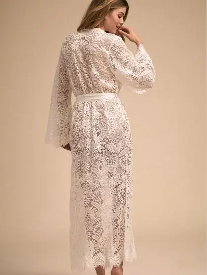 8146 Fashion Bride Lace Robe for Wedding Morning Party