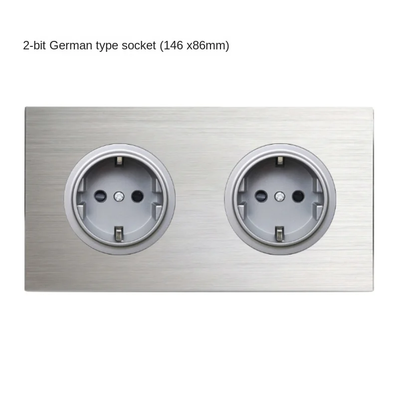 Silver Aluminum alloy 146mm 86mm  switch socket EU standard universal multi three hole socket European germany French usb socket