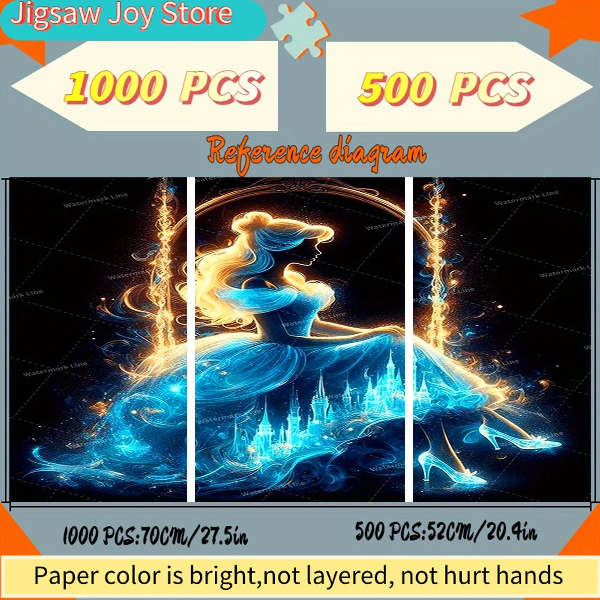 Rompecabezas de Papel Disney/Disney, Rompecabezas Brillante de Castillo de Ensueño de Princesa de Hadas para Hacer uno Mismo, Perfecto para Relajación, Ocio en el Hogar, O