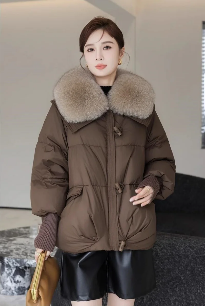 

Women Winter Down Cotton Jacket New Women Warm Thick Cotton Coat Larger Fur Collar Cotton Padded Jacket Women Parka Coat