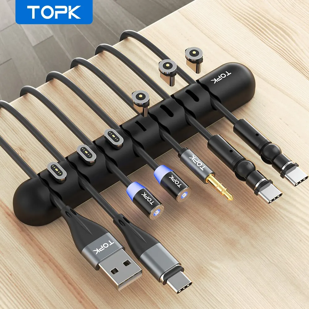 TOPK L35 organisateur de câble flexible souris casque boîte enrouleur câble silicone bouchon magnétique clip gestion de câbles