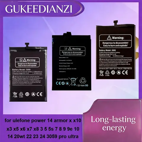 Battery 3115 3116 3099 GQ3099 For Ulefone Power 14 Armor x X10 X3 X5 X6 X7 X8 3 5 5S 7 8 9 9E 10 14 20WT 22 23 24 3059 Pro Ultra