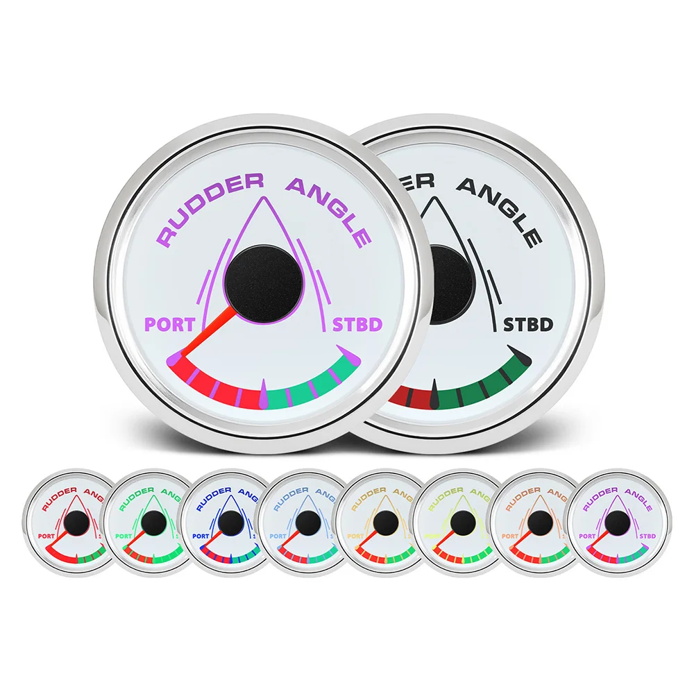 52MM 8 Colors LED Rudder Angle Gauge Waterproof Rudder Position Indicator 0-190ohm Meter for 12V24V Boat Yacht (Optional) Sensor
