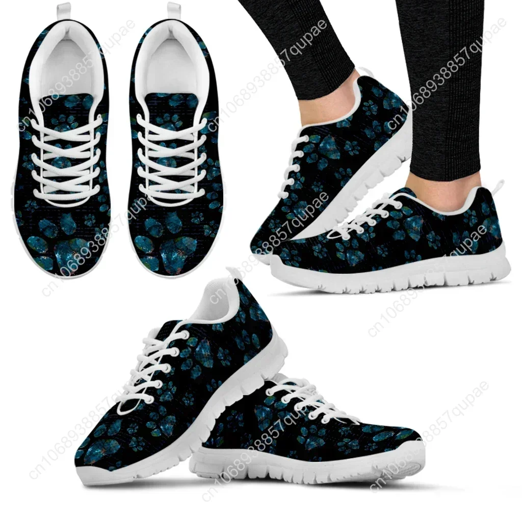 Black Dog Paw Print Shoes ECG Design Brand Fashion Sneakers Nursing Shoes For Women Animal Palm Print Zapatos Planos 5