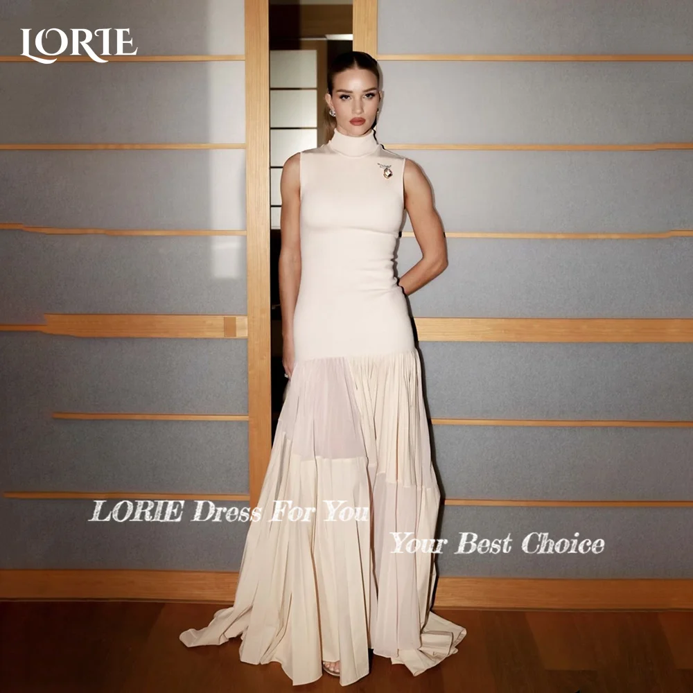 LORIE High Collar Modern Wedding Dresses Arabia A-Line Mermaid Sleeveless Bridal Gown Chiffon Princess Bride Dress Customized