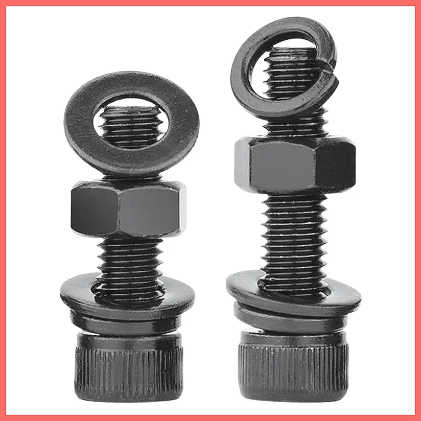 M3-M14 12.9 Grade Carbon Steel Hex Socket Head Cap Screws Bolts & Nuts with Washers, Allen Key Drive Metric Assortment Kit