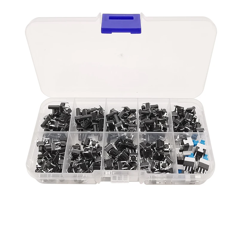 180Pcs/box Mini 6x6mm Tactile Tact Push Button Switch Panel PCB Momentary Tact Switch Kit 6x6x4.3/5/6/7/8/11/12/13mm 7x7x14mm