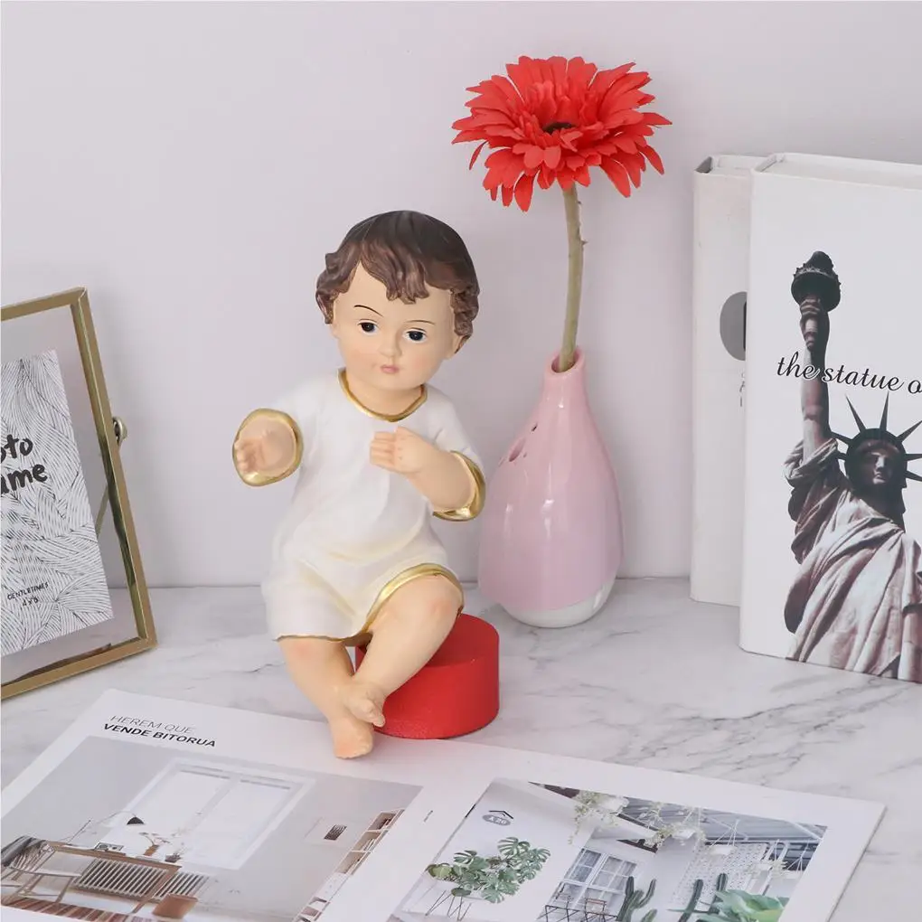 Resin Baby Ornament Nativity Figurine Practical Wear-resistant Craft Small Baby Doll for Home Study Room Bookshelf