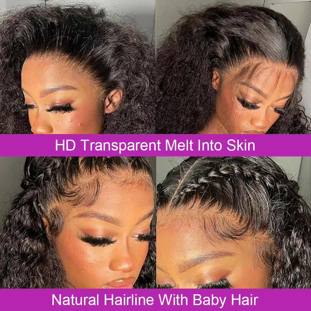360 perucas cheias do laço preplucked transparente onda profunda hd perucas frontais do laço 30 40 Polegada perucas de cabelo humano encaracolado água para mulher 250%