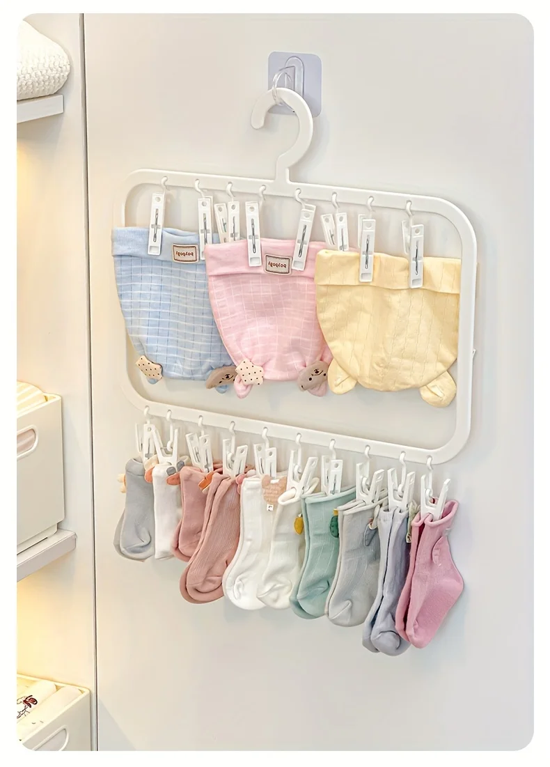 Multi-clip Socke Trocknen Rack Multi-funktionale Abnehmbare platzsparende Socken Unterwäsche Baby Speichel Handtuch Haushalt Lagerung Rack – Detail 11
