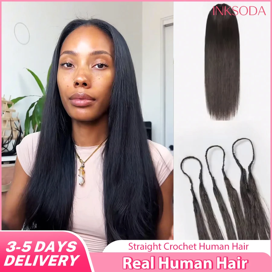 

12A 10-30 Inch 60g/Pck Afro Straight Human Hair Crochet Knotless Pre-Separated Feather Light Crochet Human Hair Extensions Wigs Miracle Knots Crochet Human Hair Brazilian Hair Braiding Hair Extensions Materials Bouncy Crochet Human Hair Straight