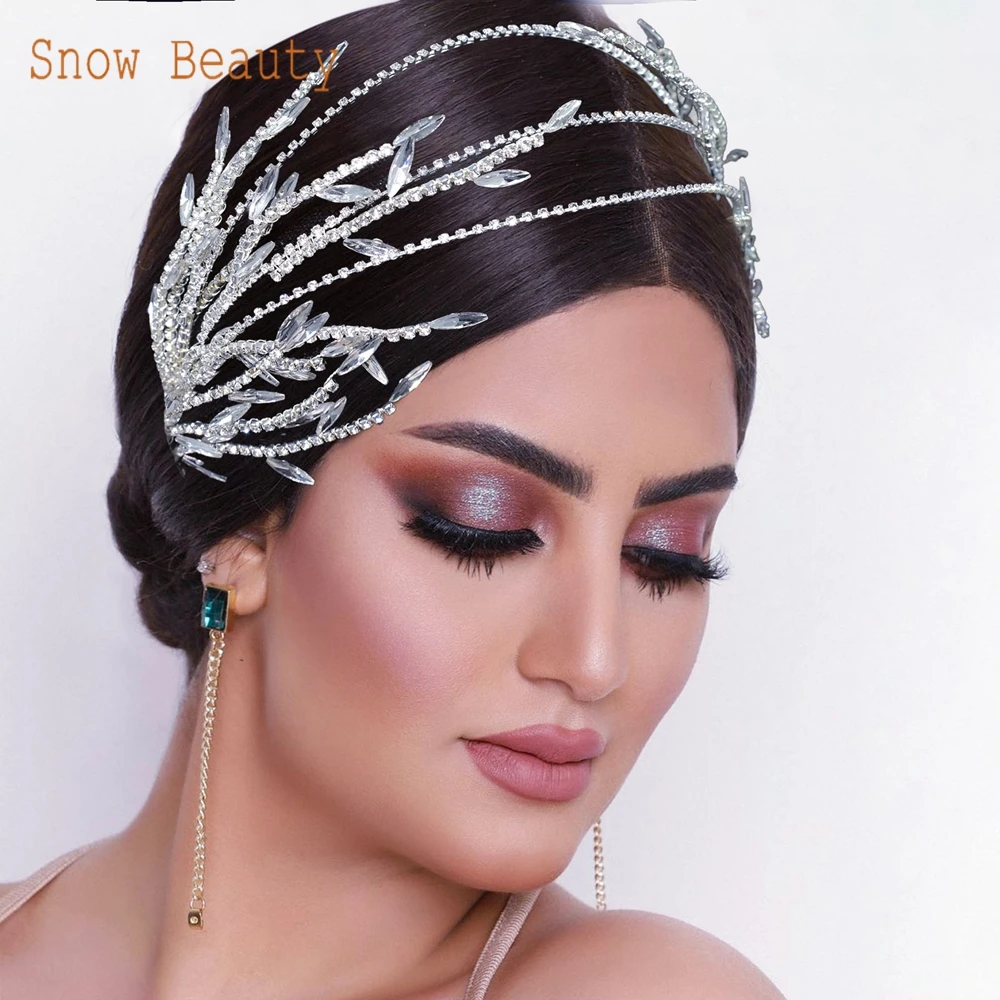 

DZ048 Bridal Headpiece Rhinestone Wedding Forehead Headband Women Headdress Brides Party Diademas Pageant Hair Accessories