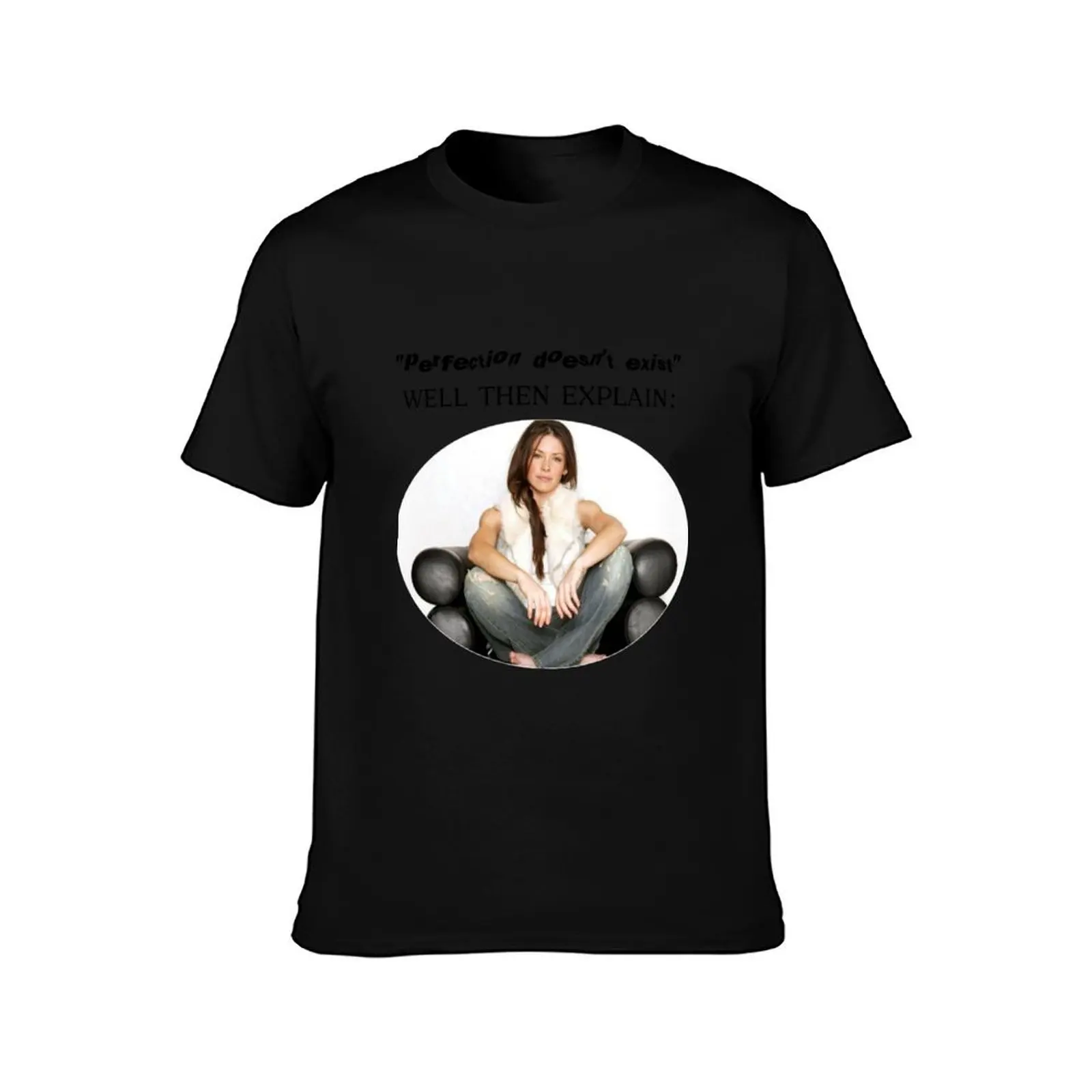 If perfection doesn't exist then explain Evangeline Lilly T-Shirt Summer Casual Cotton Tee Oversized Streetwear Tops