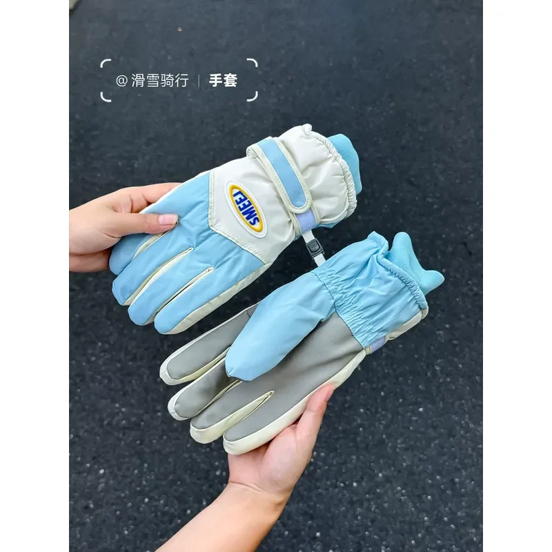 Ski Gloves for Women Men Thickened Velvet Warm Winter Snow Touch Screen Water Resistant Outdoor Cycling Electric Vehicle