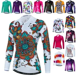 Weimostar Autumn Pro Team White Long Sleeve Women Cycling Jersey race cycling Clothing Road bicycle clothes Anti-UV Bike Jacket