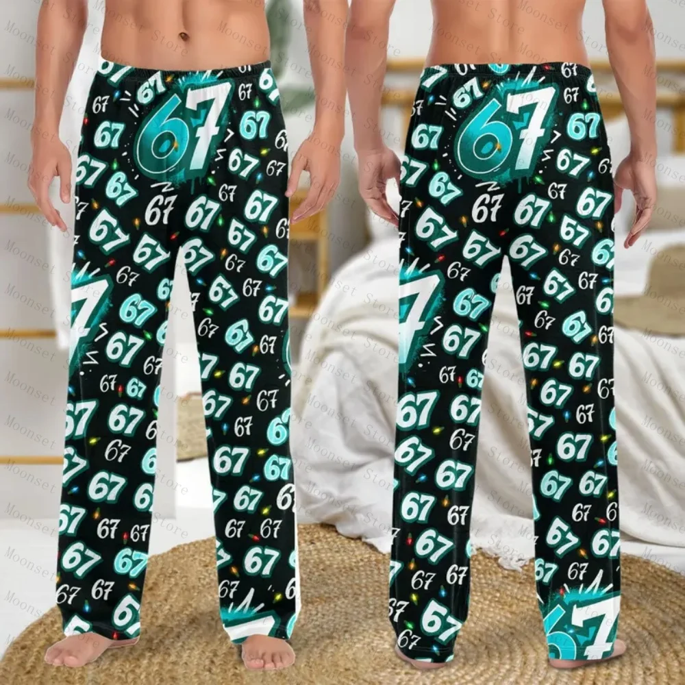 العصرية 67 عيد الميلاد بنطلون بيجاما ستة سبعة أرقام ميمي بيجامة بانت عيد الميلاد ستة سبعة منامة السراويل gen Z الملابس المتسكعون