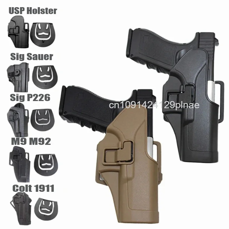 2024 Tactical Gun Holster For Glock 17 19 M9 Colt 1911 S-ig S-auer P226 HK USP Airsoft Belt Holster General Hunting Pistol Case