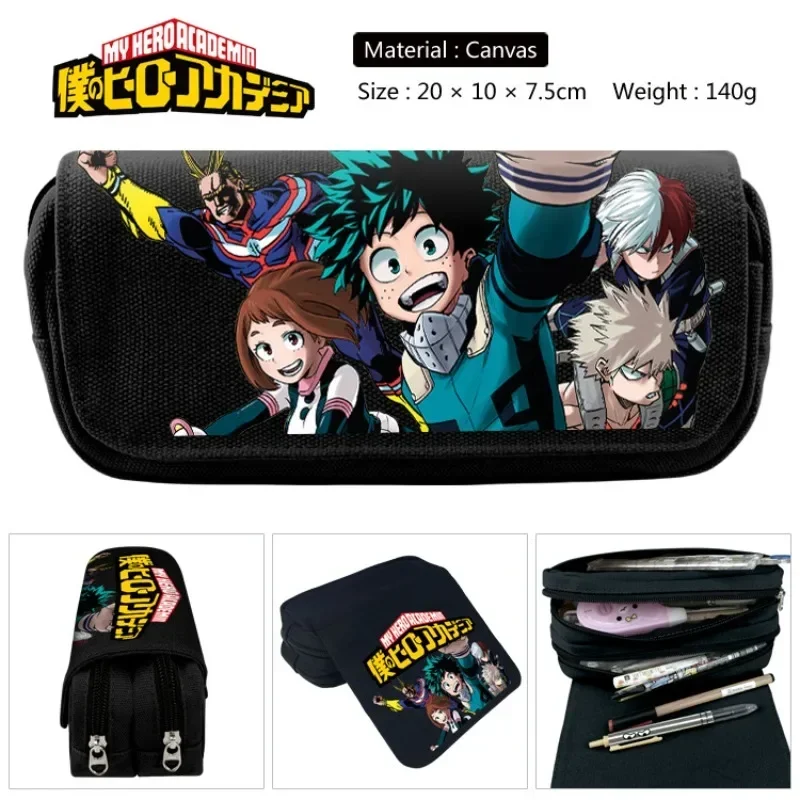 My Hero Academia Pencil Case Student Stationery Double-layered Pen Holder Painting Tools Storage Bag Large-capacity Holiday Gift