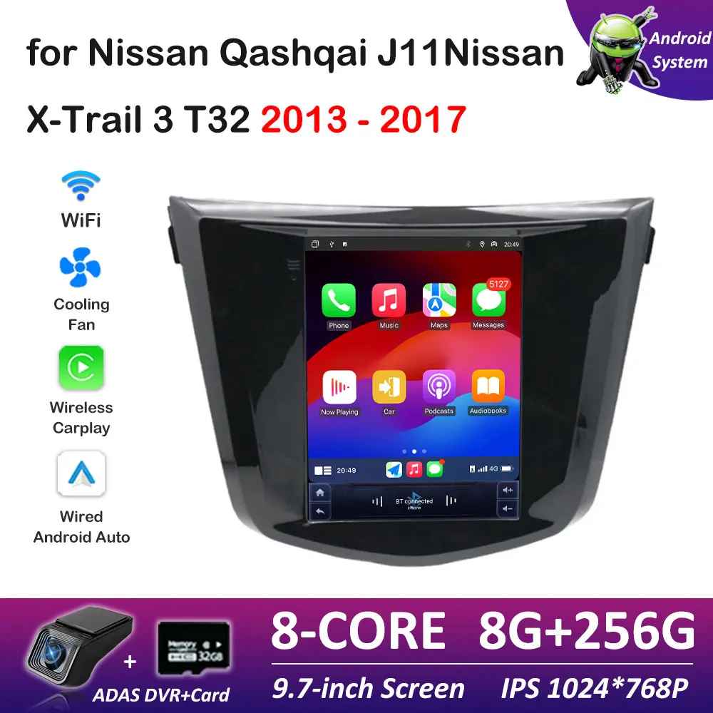 Bluetooth for Nissan Qashqai J11Nissan X-Trail 3 T32 2013 2014 2015 2016 2017 Android OS IPS Touch Screen Auto Tools No 2 din 4G