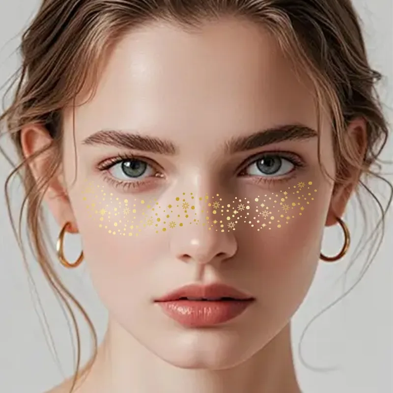 Disposable Temporary Tattoo Stickers New Freckle Tattoos Gold Silver Foil Flash Face Makeup for Party Cosplay Stickers