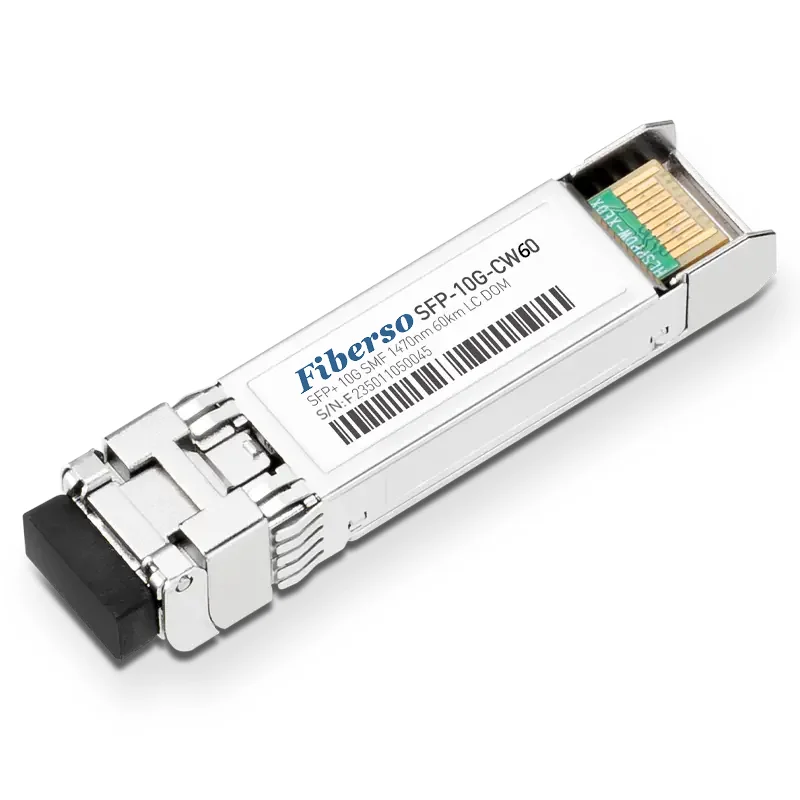 

Fiberso SFP+ 10G CWDM Module 60km 1470-1610nm SM Fiber Optical Transceiver for Network Switches Transmission