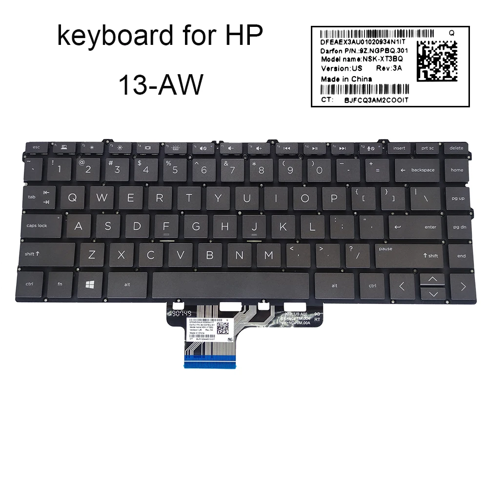 US English IT Italian Laptop Backlit Keyboard For HP Spectre X360 13W 13-AW AE000 13-AC 13-W030 W010 13-ad000 13-ad 9Z.NECBQ.20E