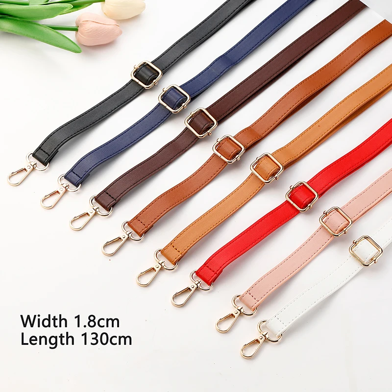 Handbags Accessories 130cm Long Adjustable PU Leather Bag Strap For Crossbody 1.8cm Wide Shoulder Bag Strap Replacement