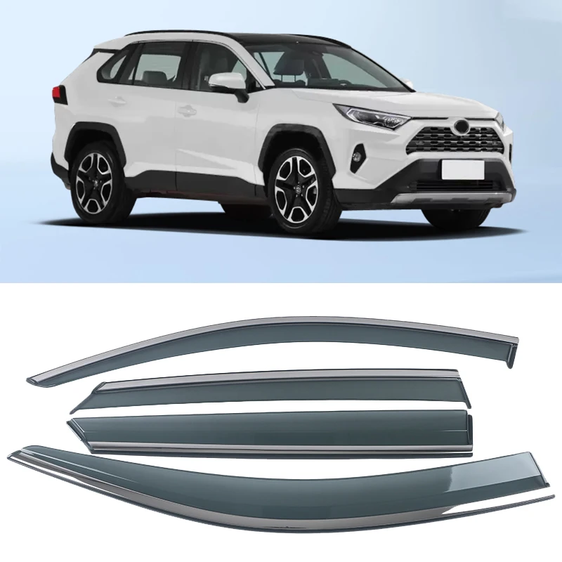 

For Toyota RAV4 2019-2022 Chrome Molding Trim Strip Wind Visor Deflectors Door Side Window Air Guard Against Snow Sun Rain